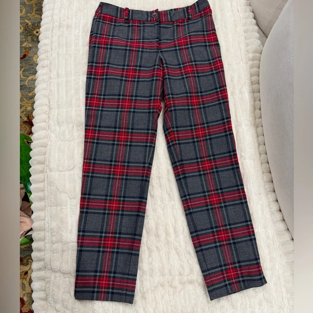 Talbots Plaid Straight Leg 0P preppy dark light academia lined wool blend geek - Picture 1 of 14